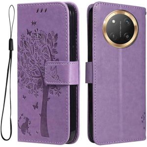 Kal-Coque ¿¿Tui Pour Honor Magic 7 Lite 5g / Honor X9c - Housse En Cuir Synth¿¿Tique Et Silicone Souple, Rabat Magn¿¿Tique Avec Porte-Carte, Antichoc, Portefeuille -Lavande - Neuf