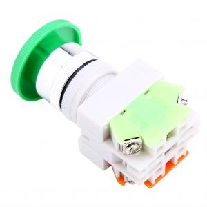 Interrupteur momentane a bouton-poussoir champignon vert a reinitialisation automatique, montage 22 mm LAY37-11M - Neuf