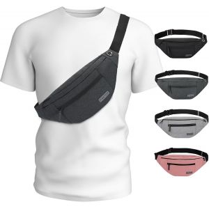 KALANKA-Grand Sac Banane pour Femme et Homme, Sac Banane avec Prise Casque et 4 Poches zippées, Ceinture réglable pour Le Cyclisme, la Course, Le Jogging, Les Voyages, l'extérieur - Neuf