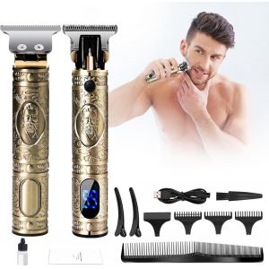 Tondeuse Cheveux Hommes, Electriques Tondeuse Barbe Homme, Professionnelle Tondeuse À Cheveux Sans Fil, Usb Rechargeable Tondeuse Cheveux Écran À Led, Tondeuse Pour Hommes Barber Shop Doré - Neuf
