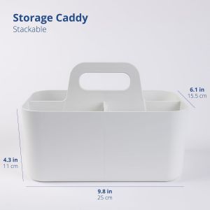 Blanc Multifonction 5 Compartiment En Plastique Boîte De Rangement Avec Poignée | Bureau De L'organisateur De La Boîte De Cosmétiques De Pièce De Dortoir - Neuf