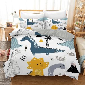 Dino Housse De Couette Xcm Dinosaure Parure De Lit Enfant Personne Avec Fermeture &iquest;&iquest;Clair - D Dinosaure Animal Housse De Couette En Microfibre Avec T - Neuf