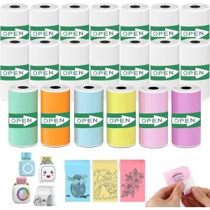 YEMAESRE-20 Rouleaux Appareil Photo Impression Papier, Rouleau Thermique, Rouleaux Appareil Photo Enfant Auto-Adhésif Rouleau, Sans Encre, Papier Thermique Pour Enfantspour Mini Imprimante (57 X 25Mm - Neuf