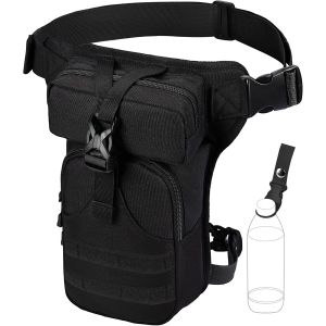 TIANYI-Sacoche de Jambe Moto, Sac Jambe Femme Homme en Toile Sacoche Ceinture Cuisse Banane Outils Tactique avec Clip à Gourde pour Randonnée Pêche - Neuf
