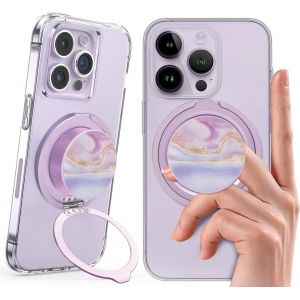 Sjzg-Anneau Magn&eacute;tique Fin Pour T&eacute;l&eacute;phone, B&eacute;quille Ultra Fine Compatible Avec Boucle De Doigt, Anneau De Support Pour T&eacute;l&eacute;phone Mag Safe Iphone 16/15/14/13/12 (La Couleur Violette) - Neuf