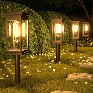 Lot De 4 Lampes Solaires Pour Jardin - &Eacute;tanche Ip65 - Avec Lumi&egrave;re En Tungst&egrave;ne Blanc Chaud - Marche/Arr&ecirc;t Automatique - D&eacute;coration De Jardin Pour Pelouse, Jardin, Cour, Cadeaux - Neuf