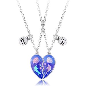 Collier Amitier,Amiti&eacute; Pendentif Collier Ensemble Meilleurs Amis Collier Bff Collier Coeur Violet Amiti&eacute; Collier Pour 2 Filles Cadeau D'anniversaire Pour Les Meilleurs Amis&iquest;Dauphin&iquest; - Neuf