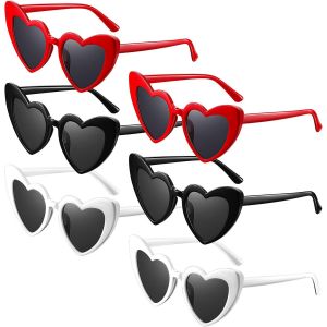 Asas-6 Paires Lunettes De Soleil En Forme De Coeur Lunettes Rétro Pour Femmes,3 Couleurs - Neuf