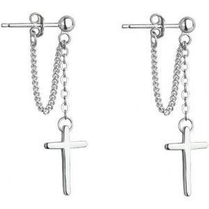 Kal-Boucles D'oreilles Pendantes En Forme De Croix En Argent Sterling 925 -Pour Homme Et Femme -Hypoallerg&eacute;niques -Bijoux Religieux Chr&eacute;tiens, Argent Sterling - Neuf
