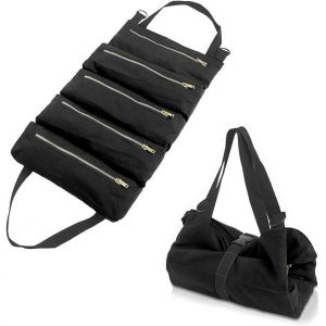 1 Pcs Porte-Outils en Toile(Noir), Sac à Outils Multifonctionnel avec 5 Poches, Trousse à Outils Résistant à l'Usure, Adapté à la Maison Quotidienne,Au Travail du Bois,Aux Outils d'Electricien - Neuf
