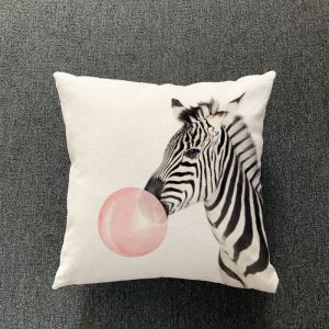Housse De Coussin Décorative En Lin Polyester, 45 X 45 Cm (Zèbre), Motif Bulles De Dessin Animé - Neuf