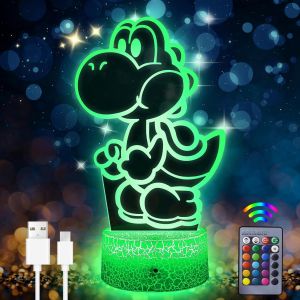 Japon Anime Yoshi Veilleuse Pour Enfants Lampe 3DLed Illusion 16 Couleurs Yoshi Jouet Lampe Usb Smart Touch T&eacute;l&eacute;commande Lampe De Table Yoshi Cadeau Pour Chambre D'Enfant D&eacute;coration Vacances Cadeaux - Neuf