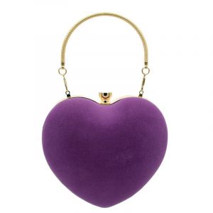 Pochette de mariage pour femme, pochette c?ur violet, sac de soirée, mini sac fourre-tout élégant pour cocktail, bal de promo, pochette à bandoulière - Neuf
