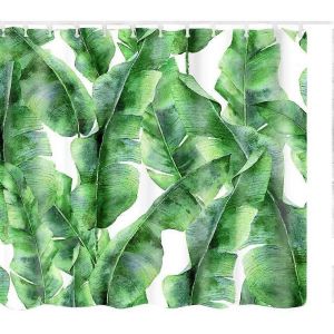 Rideau de douche - 180 x 180 cm - Anti-moisissure et hydrofuge avec 12 anneaux de rideau de douche - Impression num&eacute;rique 3D,plante verte aux couleurs vives - Neuf