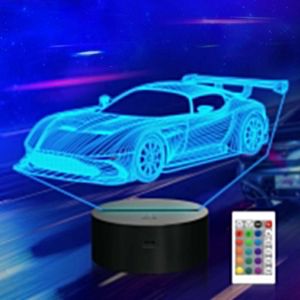 Kuwl-Auto 3d Night Light, Lampe Illusion De Voiture De Course De Sport Avec Télécommande 16 Changement De Couleurs, Cadeaux D'anniversaire De Noël De Vacances Pour Enfants Cadeaux Jouets Maison - Neuf