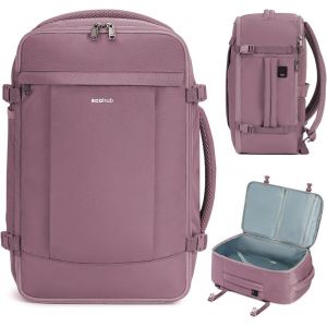 KALANKA-Sac a Dos Voyage Cabine Avion 45x36x20 pour Easyjet Bagage Cabine avec 3 Poches Zippées Cachées Bagage à Main femme Sac à Dos pour Ordinateur 15.6 Pouces, Sac Cabine sous Siège, Rose, 30L - Neuf