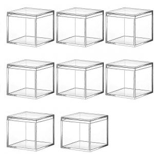 8 pi&egrave;ces de bo&icirc;te &agrave; bijoux en plastique acrylique transparent Mini bo&icirc;te avec couvercle Mini r&eacute;cipient 120 ml - Neuf
