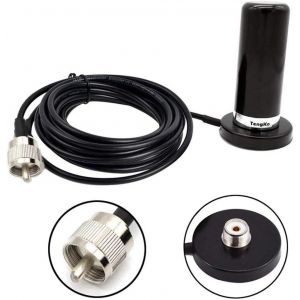 HH-N2RS Double Bande Antenne avec 5M RG-58 C&acirc;bles, UHF VHF 400-470 136-174MHZ et Base Magn&eacute;tique pour Montage SO239 Toiture ou Coffre de C&acirc;ble d'antenne UHF PL-259 pour Radios Mobiles - Neuf