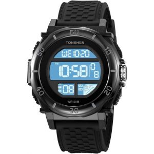 Eryi-Montre Homme Led Digital Sports Alarma Chronomètre Date 50m Etanche Outdoor Militaire Électronique Plastique Et Caoutchouc Montre Bracelet - Neuf