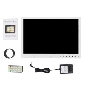 Cadre photo numerique tactile avec ecran HD de 15 pouces et lecteur MP3/4 (prise americaine blanche 110-240 V) - Neuf
