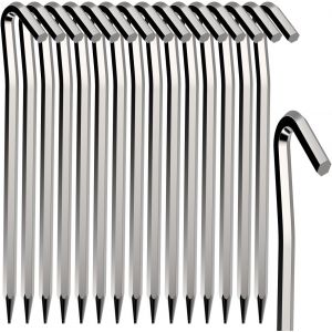 Yemaesre-Lot De 16 Piquets De Tente De 18 Cm En Métal Robuste En Alliage D'aluminium Antirouille Pour Bâche De Filet De Football, Chapiteaux, Randonnée, Voyage, Plage Et Extérieur - Neuf