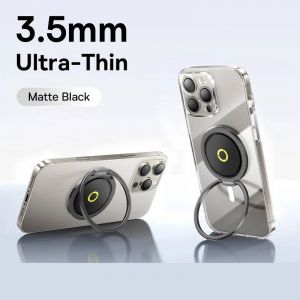 Baseus Support De Téléphone Magnétique Anneau De Doigt Boucle Magsafe Charge Sans Fil Pour Iphone 17 Air 16 Pro Max 360°Support De Bureau Rotatif-Matte Black- - Neuf