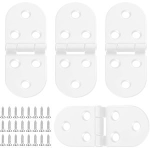 Lot de 4 Charni&egrave;res de Table Pliantes, Charni&egrave;re 180 degr&eacute;s, Charni&egrave;res Rondes Avec Vis, Charni&egrave;re Plate Connecteur Montage de Meubles en Pliant Flip Pliable pour Armoires, Placards (Blanc) - Neuf
