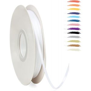 3mm Blanc Fin Ruban Satin Pour Emballage Des Cadeaux,95 Mètres Polyester Rubans Pour Bouquets,Ballon,Couture,N?Uds,Gâteau,Satin Ruban Roll Pour Décoration De Mariage/Anniversaire/Noël/Fête - Neuf