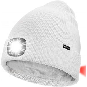 Unisexe 8 Led Bonnet Lampe Frontale,Usb Rechargeable Rouge Feu Arrière Clignotant Chapeau De Course Lumière Chaud Polaire Doublée Tricot Bonnet Cadeaux Pour Hommes Et Femmes - Neuf