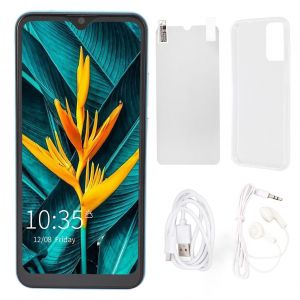 Smartphone 6,1 pouces, RaM 3 Go, ROM 32 Go, double carte, double veille, plein ecran, reconnaissance faciale, telephone portable bleu clair - Neuf