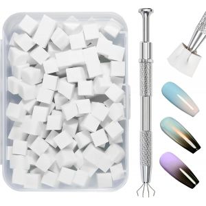 Loc-100 Pcs Nail Art Éponge Dégradé,Avec Pince Métallique,Eponge Babyboomer Ongle,Utilisé Pour Vréer Une Variété De Motifs D'art De L'ongle Dégradés - Neuf