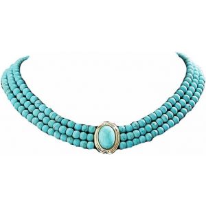 Kales-Turquoise Perles Choke Collier Multicouche Femmes Et Filles Bijoux Faits À La Main - Neuf
