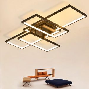 Plafonnier Led Moderne Dimmable 67w,Lampe De Plafond,Lampe De Salon Plafonnier Rectangulaire,Lampe D'éclairage De Plafond Allume La Chambre Avec Télécommandé Lumière Couleur Luminosité - Neuf