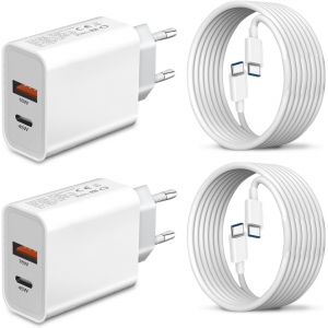 JGD-2Pack 45W Chargeur USB C Rapide et C&acirc;ble pour Samsung Galaxy S25 ULtra/S24 Ultra/S23 FE/S25+/A56 5G/A36 A26 A16 A55 5G/A25 A35 A15 A56 A26 A54 A53 A34 A33 S22 S21 iPhone 15 16 Prise Adaptateur Se - Neuf
