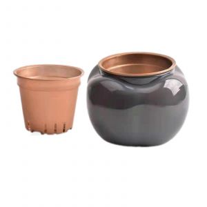 Grande Plante d'Int&eacute;rieur en Pot, Gris Pot en terre Cuite pour Utilisation en Int&eacute;rieur/Ext&eacute;rieur, Blanc et des Accents d'Or pour les L&eacute;gumes, les Fleurs, les plantes Grasses - Neuf