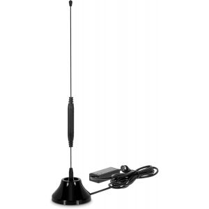 Digitflex TT5 Antenne Tige DVB-T/Dab+/FM avec amplificateur int&eacute;gr&eacute; (Filtre LTE, Base magn&eacute;tique, amplificateur 26 DB) Noir - Neuf