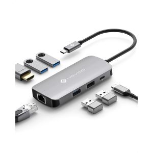 KALANKA-Hub USB C 7 en 1 Adaptateur USB C vers HDMI 4K, Hub USBC avec Ethernet, 4 X USB, 100W PD Port de Recharge, Mulitport Dock USB C Adaptateur Compatible avec MacBook Pro MacBook Air - Neuf