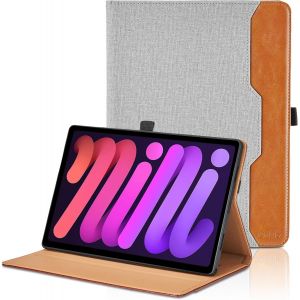 Coque pour iPad Mini 6 (8,3 Pouces) 2021 Business Premium PU Cuir Cover Tablette Housse de Protection Auto R&iquest;&iquest;veil/Sommeil, Multi-Angle ?tui avec Poche pour iPad Mini 6&iquest;&iquest;me G&iquest;&iquest;n&iquest;&iquest;ration - Gris - Neuf