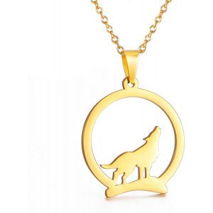 Kal-Acier Inoxydable Loup Creux Collier Loup Solitaire Hurlant Animal Collier Bijoux Vintage Punk Pour Femmes - Neuf