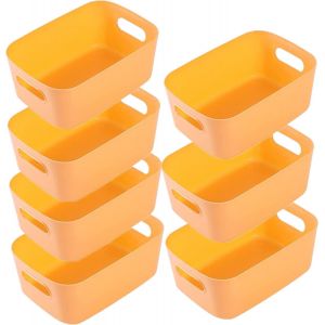 KALANKA-Panier de Rangement Jaune 20x14x7cm, Bac Plastique pour Salle de Bain et Cuisine, Coloré Épaissie et Durable - Neuf