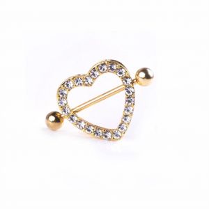 Piercing De Teton En Acier Inoxydable Avec Strass En Forme De Chaleur - Neuf