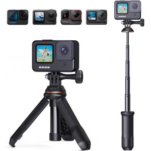 KALANKA-Trépied à Selfie 33cm, Mini Trépied avec Pôle Télescopique, Perche Selfie Portable, Selfie Stick Compatible avec Go Pro Hero 13,12,11,10, DJI Osmo Action 5 Pro, 4,3, Insta 360-MS10 - Neuf