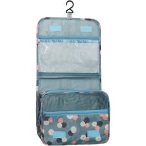 KALANKA-Trousse de toilette à suspendre - Pliable - Avec poignée de transport - Pour homme et femme, Fleurs bleues, L, Trousse de toilette - Neuf