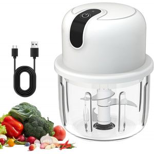 Nouvelhorizonstore-Hachoir &Eacute;lectrique 350ml, Mini Hachoir &Eacute;lectrique Mixeur Hachoir Rechargeable Usb Avec 3 Lames En Acier Inoxydable Pour Oignon, Ail, Viande, L&eacute;gumes Et Les Fruits - Neuf