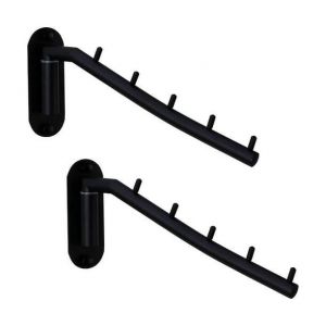 Lot de 2 cintres muraux pliables pour v&ecirc;tements et costumes, avec bras pivotant, en acier inoxydable robuste, pour salle de bain, chambre ou buanderie - Noir - Neuf