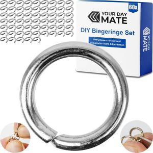 Eryi-Diy Anneaux De Pliage, Ø 10 Mm Intérieur, 60 Pièces, Acier Affiné, Couleur Argent, Anneaux Métalliques Pour La Fabrication De Bijoux, Porte-Clés O-Ring, Pendentifs Pour Clés - Neuf