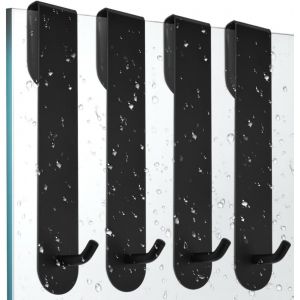 Yemaesre-4 Pcs Crochet Douche Inox Porte Serviette Salle De Bain Inox Crochet Pour Paroi De Douche Crochets Pour Serviettes De Bain Porte Accroche Torchon Cuisine Noir Porte Manteau Porte Sans Percag - Neuf