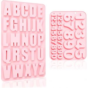 SUBZONAL-2 Pi&egrave;ces Moule en Silicone Lettre, 3D Kit de Moule Lettre, A-Z Moule Silicone Alphabet et 0-9 Moule en Silicone Chiffres, Lettres Moules &agrave; Chocolat en Silicone, pour D&eacute;coration de G&acirc;teau - Neuf