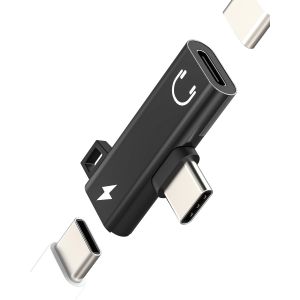 LORANKA-Dongle double USB-C (2 en 1) pour Apple iPhone 15 Pro Max Plus pour iPad Air4 DAC Type C C&acirc;ble adaptateur chargeur audio auxiliaire c&acirc;ble r&eacute;partiteur compatible avec Samsung Galaxy S21 FE S22 - Neuf