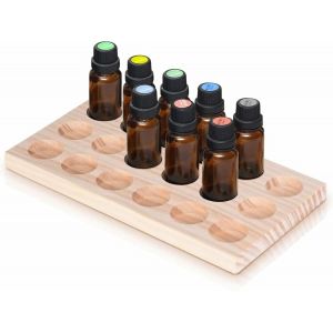 MAA-Support de rangement pour huiles essentielles en bois de pin fait à la main - 18 trous - Organisateur multifonction pour vernis à ongles, huiles parfumées, rouge à lèvres et parfums - Neuf